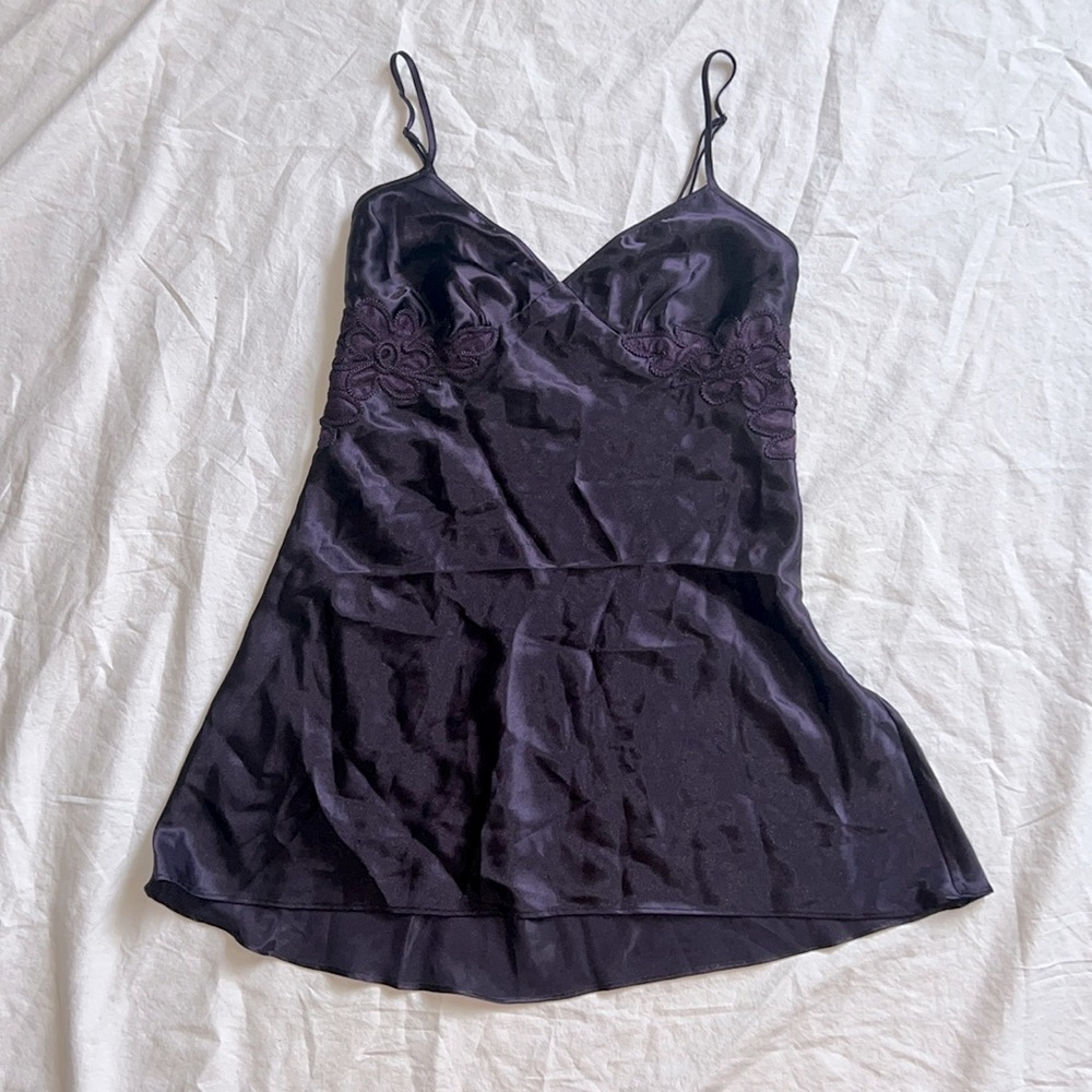 Small Satin Marilyn Monroe by Warner’s Night Gown Lingerie Dark Purple Used - Picture 1 of 4